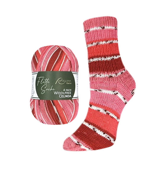 Rellana Garne Flotte Socke 4-Ply Woolfree Celinda Coral (3242)