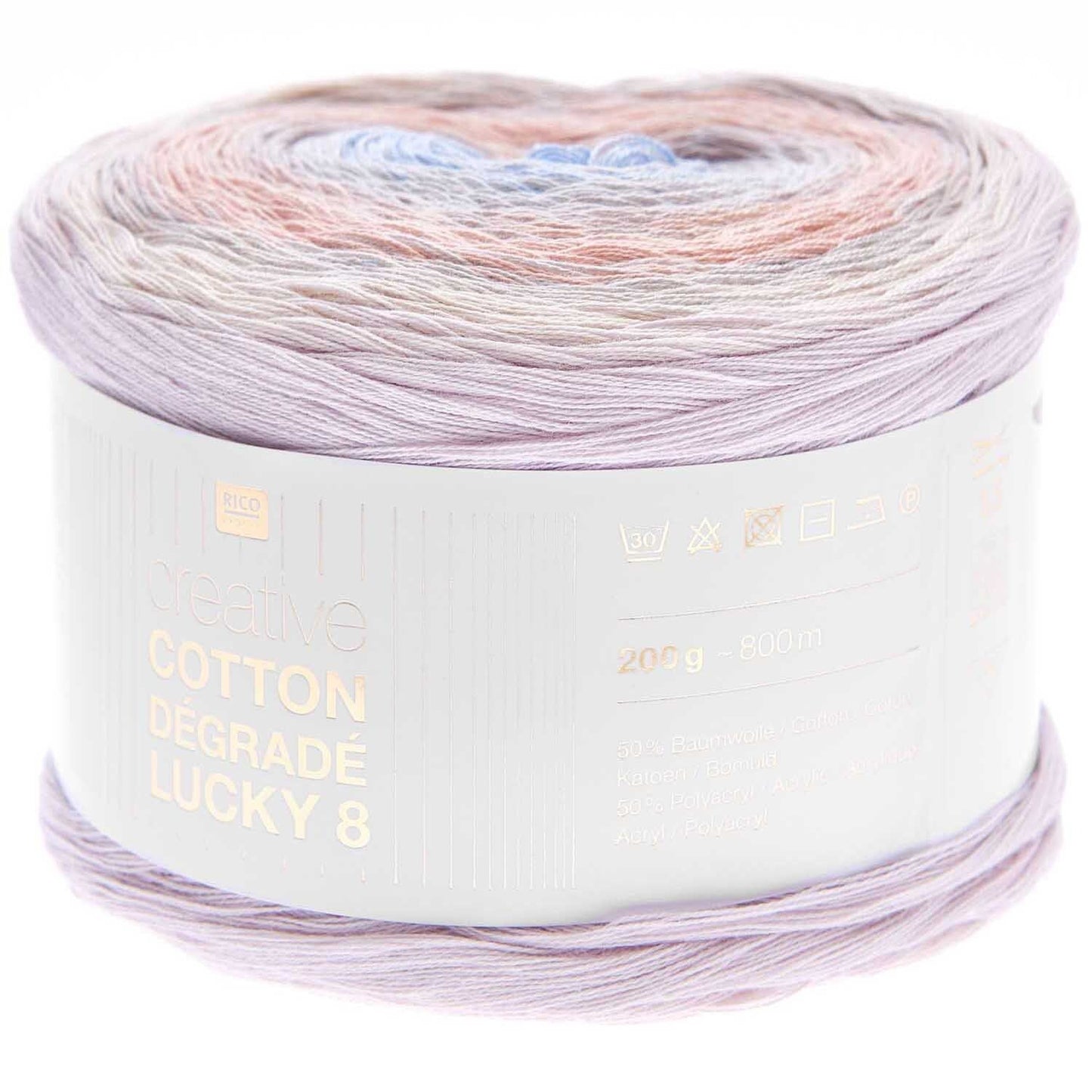 Rico Design Creative Cotton Dégradé Lucky 8 Marshmallow (009)