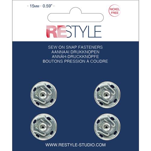 ReStyle Aannaaidrukknopen 15 mm zilver nikkelvrij (4 stuks)