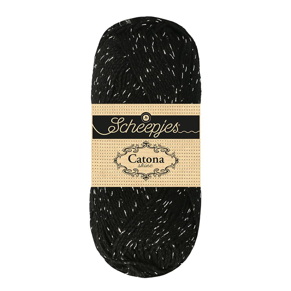Scheepjes Catona Shine Jet Black Silver (110-S)
