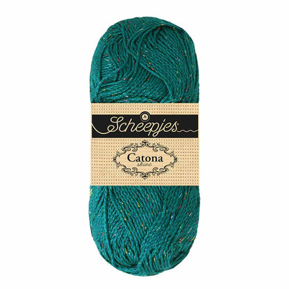 Scheepjes Catona Shine Dark Teal Rainbow (401-R)