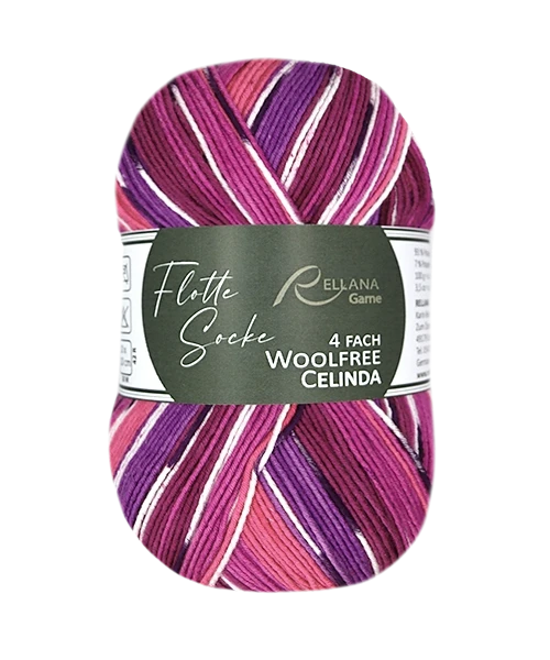 Rellana Garne Flotte Socke 4-Ply Woolfree Celinda Pink (3240)