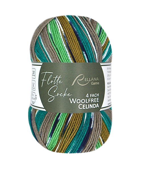 Rellana Garne Flotte Socke 4-Ply Woolfree Celinda Green (3245)