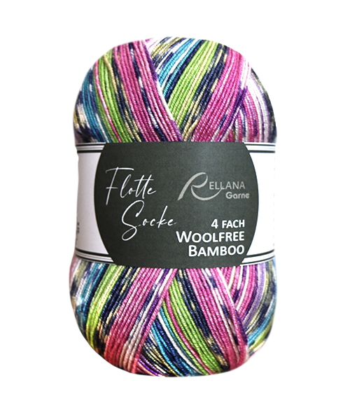 Rellana Garne Flotte Socke 4-Ply Woolfree Bamboo Happy (3114)