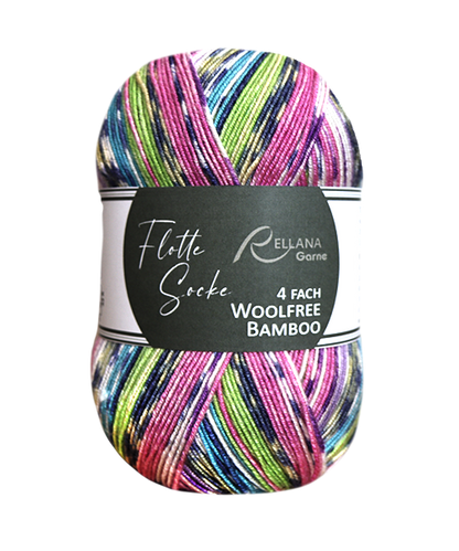 Rellana Garne Flotte Socke 4-Ply Woolfree Bamboo Happy (3114)