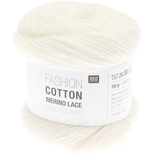 Rico Design Fashion Cotton Merino Lace Solid Colours Cream (001)