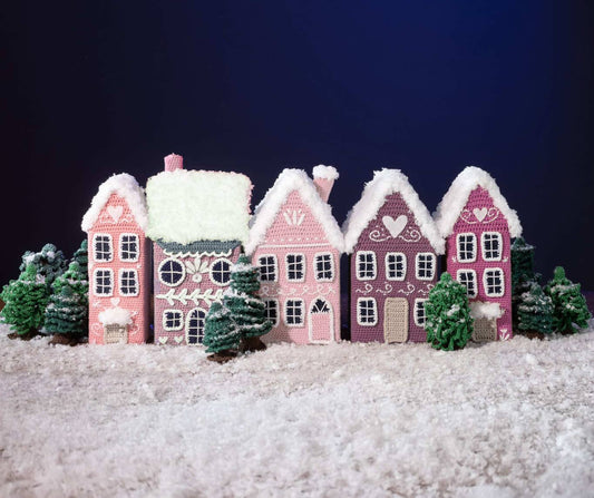 Grote huisjes uit Kersthuisjes haken ROZE (Garenpakket)