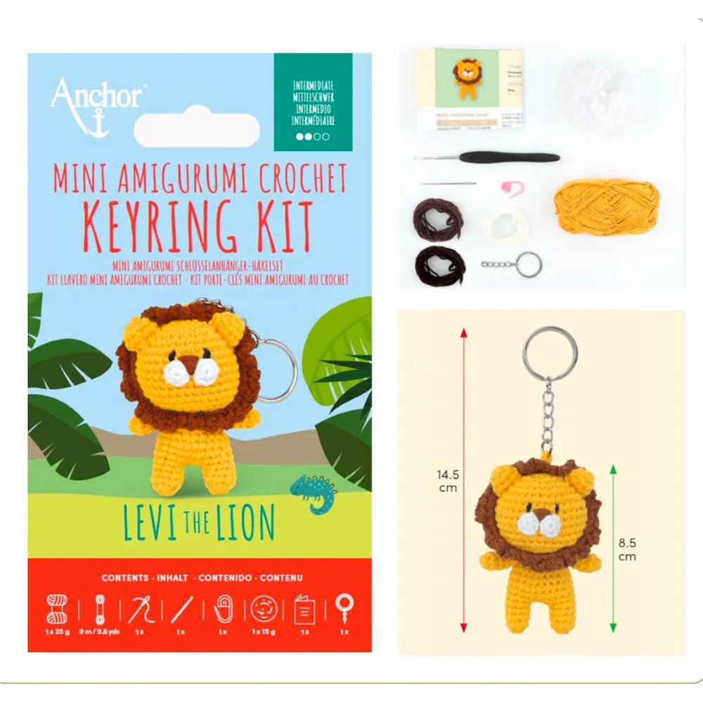 Anchor Mini amigurumi haak kit - sleutelhanger leeuw