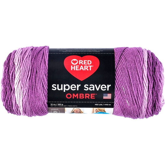 Red Heart Super Saver Ombre Yarn Purple