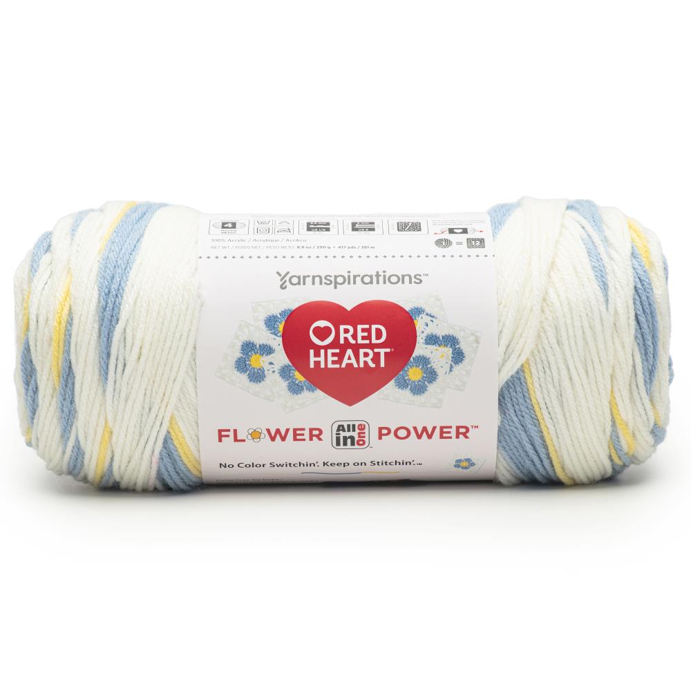 Red Heart Granny Square Flower Power Forget Me Not
