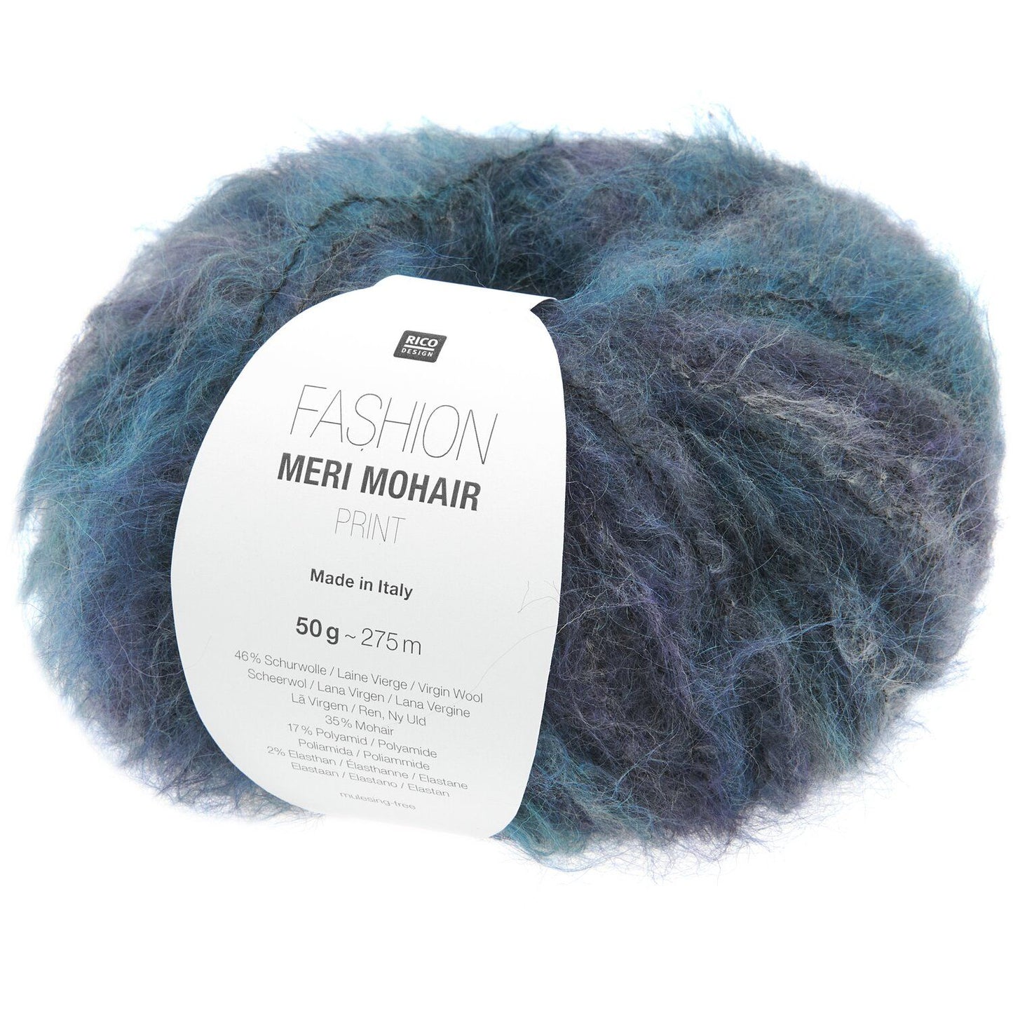 Rico Design Fashion Meri Mohair Print Blue Violets (005)