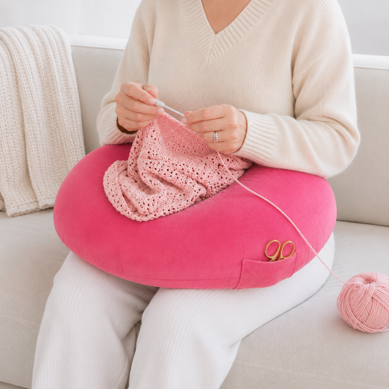 Handwerk kussen Roze