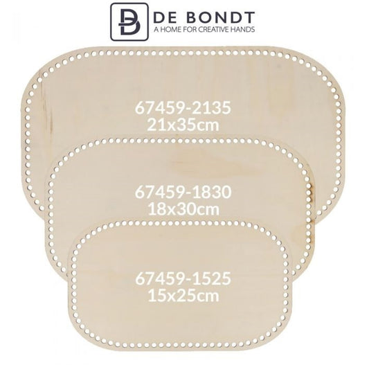 Houten tasbodem rechthoek geperforeerd 21 x 35 cm