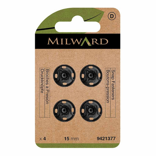 Milward Drukknopen 15 mm zwart