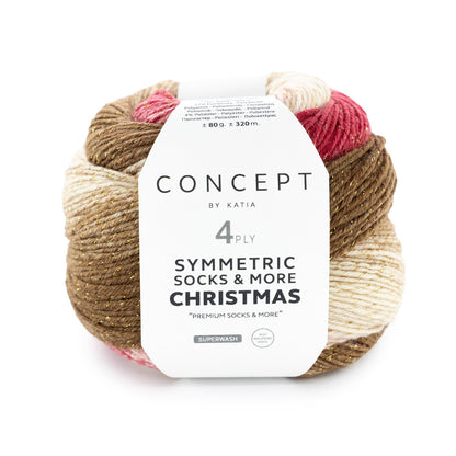 Katia Concept 4 Ply Symmetric Socks and More Christmas Mrs Clause (201)