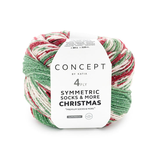 Katia Concept 4 Ply Symmetric Socks and More Christmas Naughty Jacquard (102)